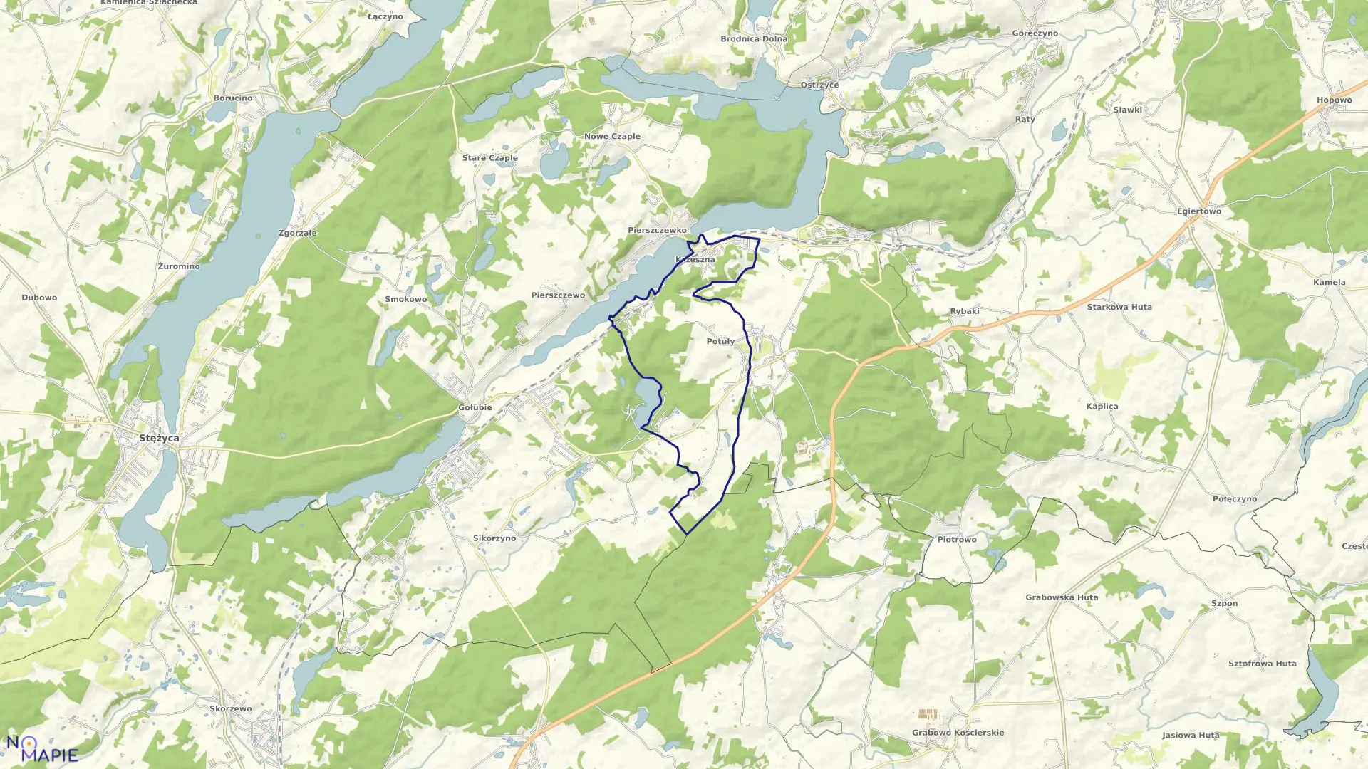 Mapa obrębu Potuły w gminie Stężyca