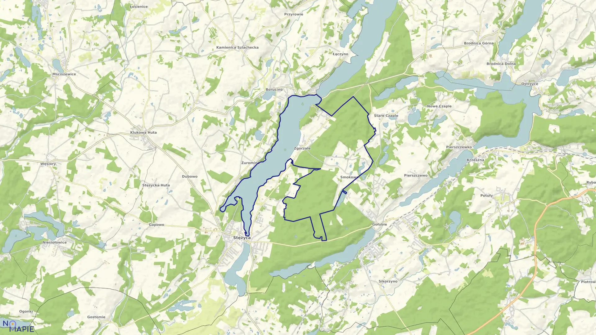 Mapa obrębu Zgorzałe w gminie Stężyca